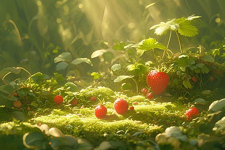 阳光下的小草莓图片