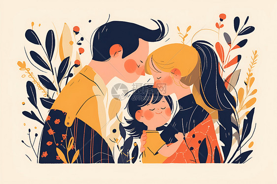 家庭幸福插画图片