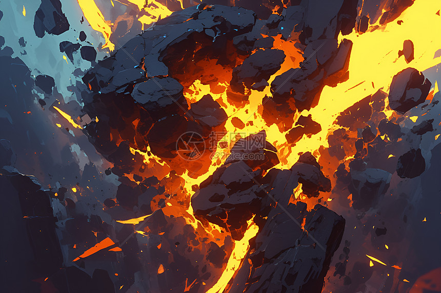 梦幻岩石中的火焰图片