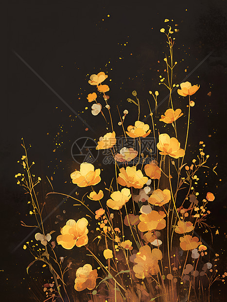 黄色花朵的浮动艺术图片