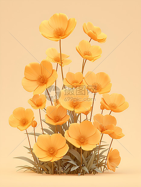 黄色立体花朵图片