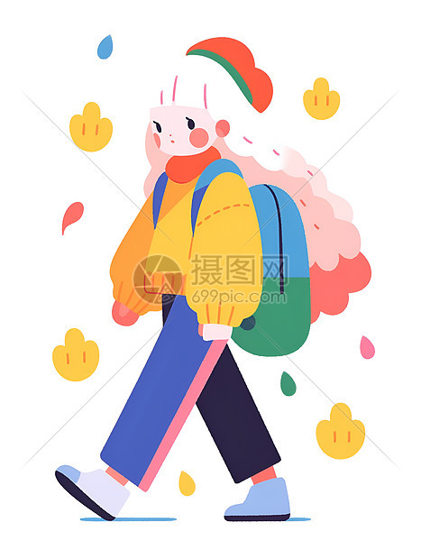 清新简约插图女孩图片