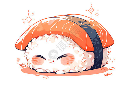 可爱微笑寿司插画图片