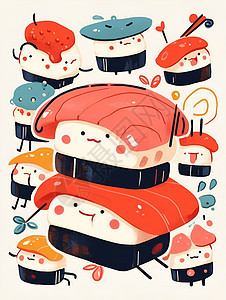 美味的寿司插画图片
