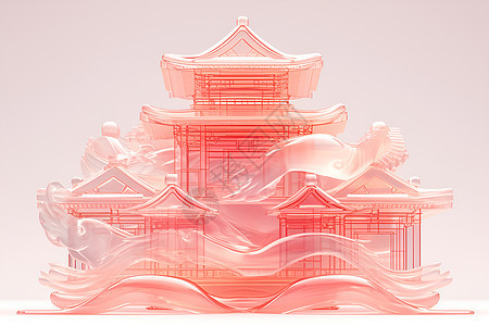 粉色中国建筑图片