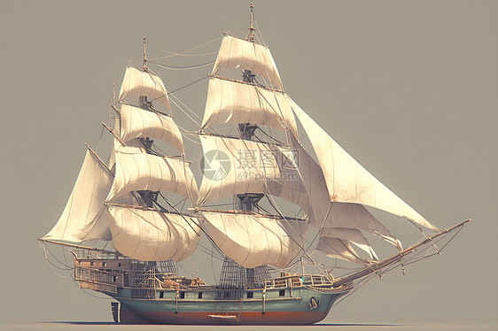 展示的艺术帆船插图图片