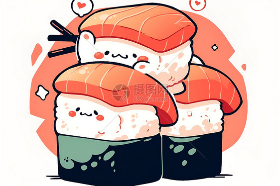 个性的卡通寿司卷图片