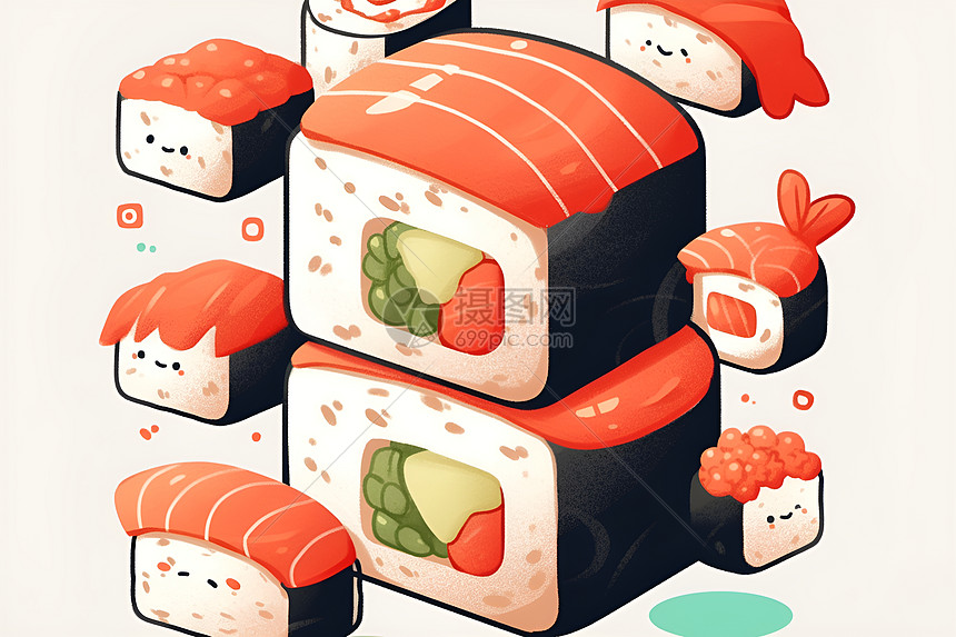 美味可口的鱼肉寿司图片
