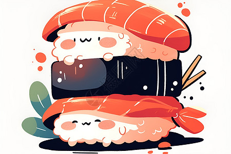 卡通的鱼肉小寿司图片