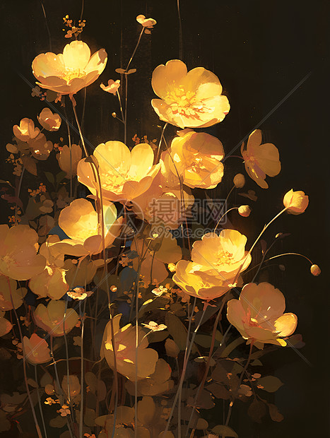 黄花在黑暗中盛开图片
