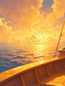 日落时分的一艘木船图片