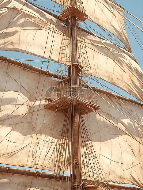 一艘木质船帆图片
