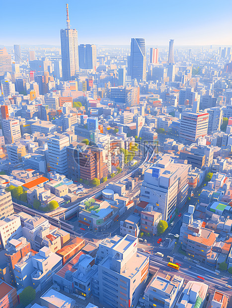 阳光下的繁华城市图片
