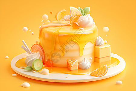 美味的黄色蛋糕图片