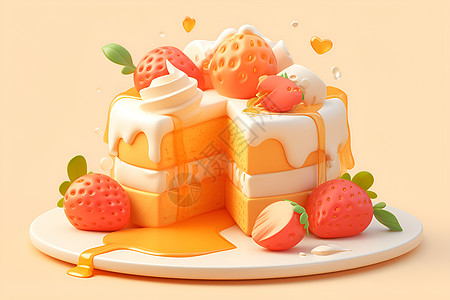 长条蛋糕一个水果蛋糕插画