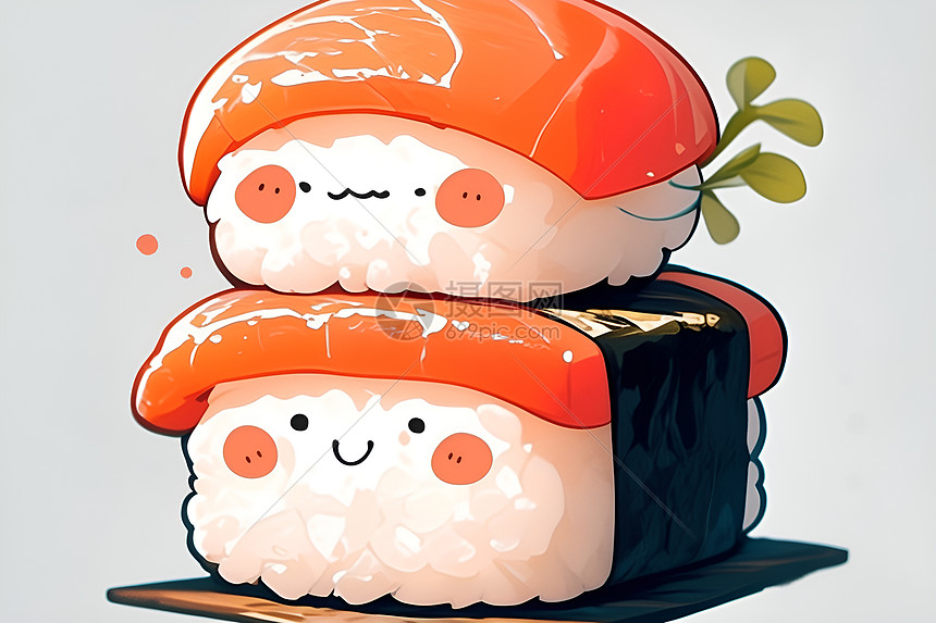 两个可爱的寿司图片