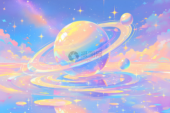 幻彩星空插画图片