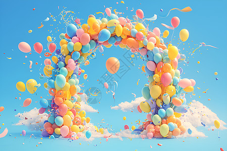 彩虹气球的快乐图片