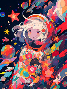 宇宙漫游少女图片