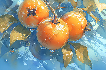 水中的柿子图片
