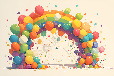 彩虹气球的奇幻想象图片