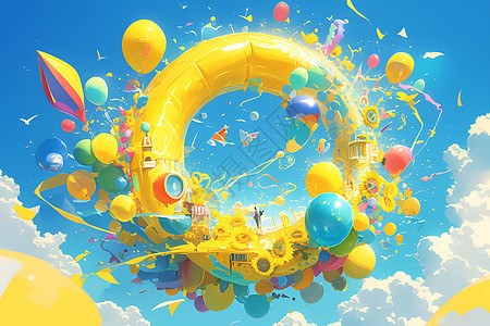 气球字母插画图片