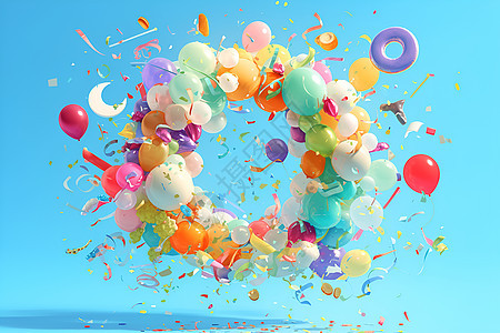 彩虹气球插画图片