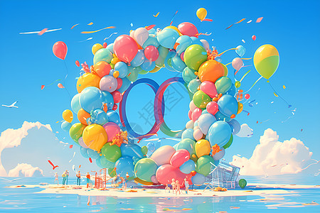 彩色气球创意背景图片