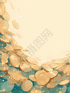 沙滩上的金币背景图片