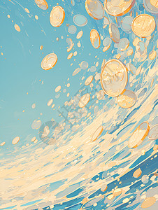 海浪中的金币背景图片