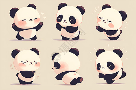 笑脸表情可爱熊猫萌萌表情插画