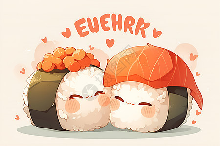 可爱的寿司双人组图片