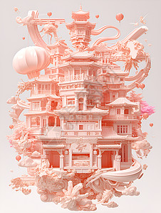 粉色梦幻建筑图片