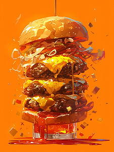 美味汉堡快餐背景图片