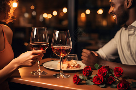 情侣浪漫的晚餐图片