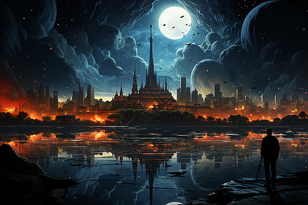夜空下的梦幻城市图片
