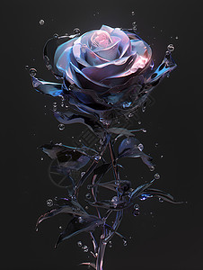玫瑰水珠一朵沾满水珠的玫瑰插画