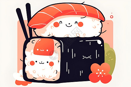 海鲜特卖花式紫菜寿司插画