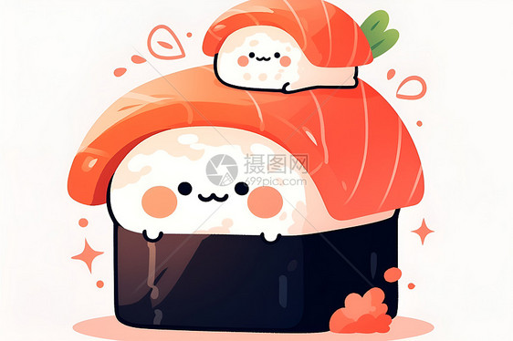 一只可爱的动漫风寿司卷图片
