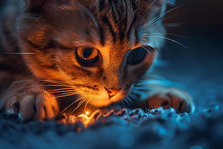 猫咪与明亮的灯光图片