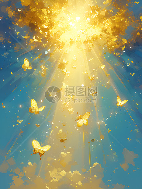 飞舞的金色蝴蝶图片