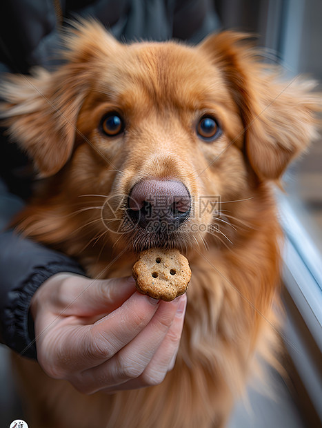 叼着饼干的宠物狗图片