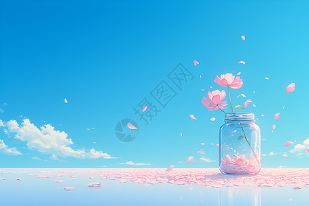 一瓶粉色花朵图片