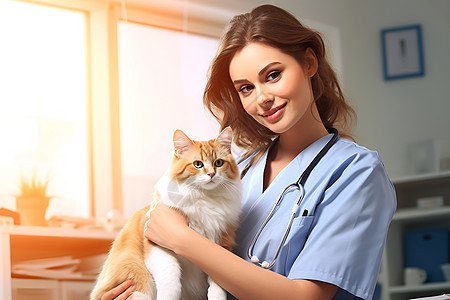 护士和猫咪图片
