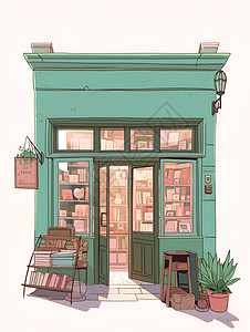 书店插画背景图片