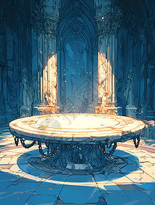 神秘宫殿里的石桌图片