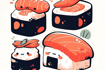 可爱的寿司插图图片