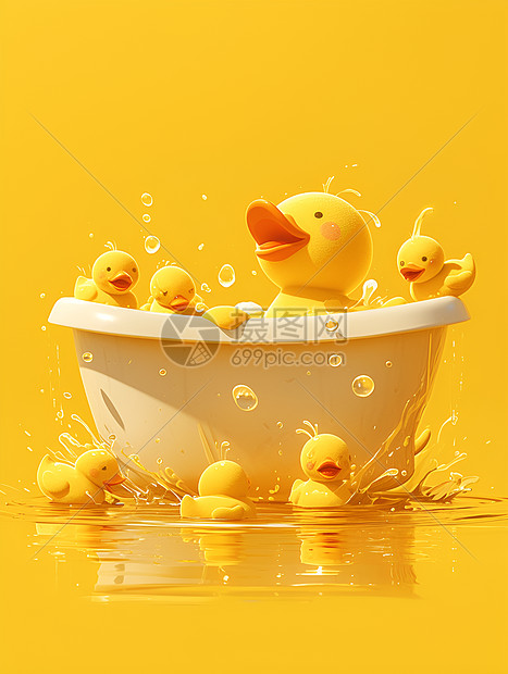 玩具鸭在浴缸里图片