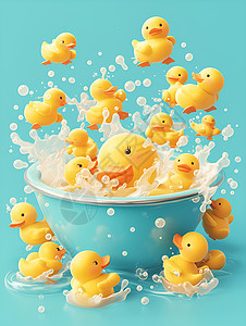 浴缸里扑腾的橡胶鸭子图片