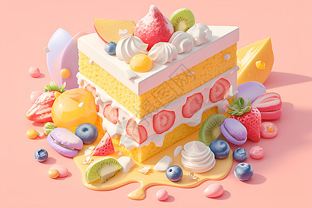 彩色糖果蛋糕图片